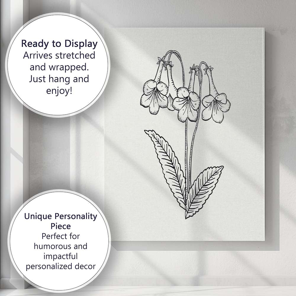 Black Line Hanging Flower Botanical Drawing Canvas Wall Art Print Decor Picture Ready to Hang