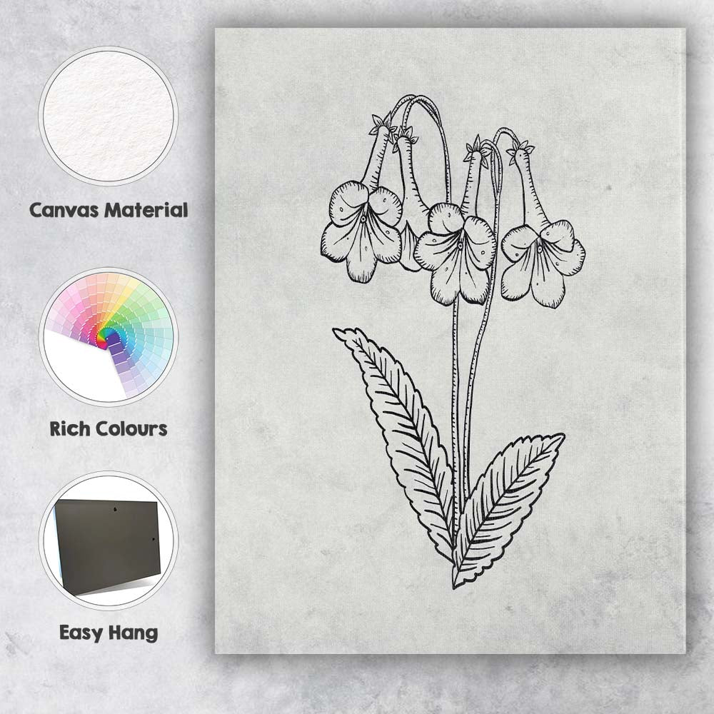 Black Line Hanging Flower Botanical Drawing Canvas Wall Art Print Decor Picture Ready to Hang