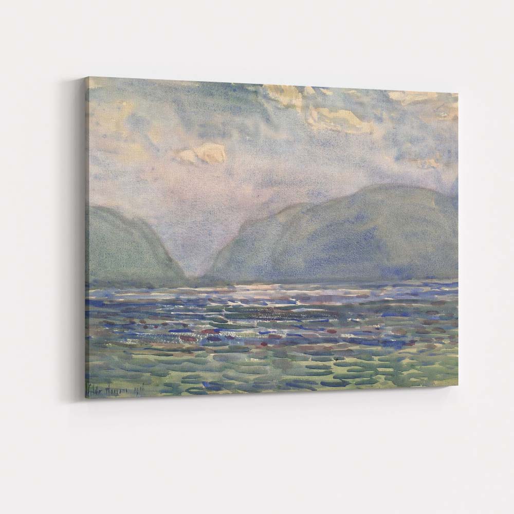 Soft Watercolour Mountain Lake Tranquil Blue Landscape Canvas Wall Art Print Decor Picture Ready to Hang