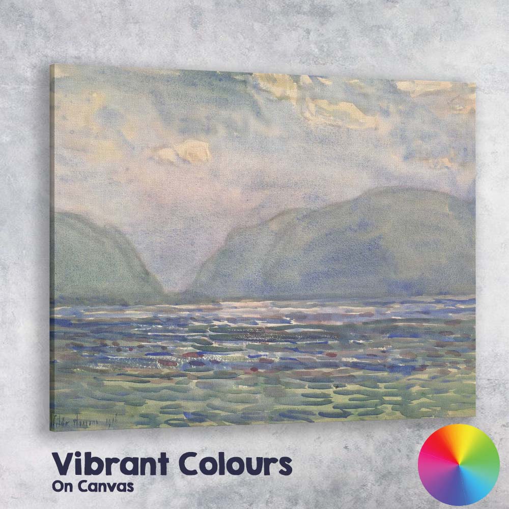 Soft Watercolour Mountain Lake Tranquil Blue Landscape Canvas Wall Art Print Decor Picture Ready to Hang