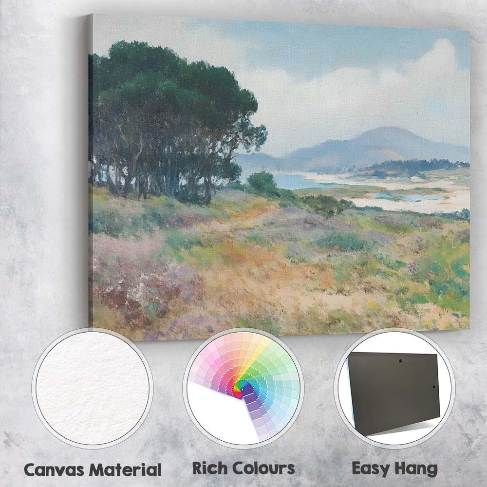 Pastel Wildflower Meadow Lake Mountain Landscape Canvas Wall Art Print Decor Picture Ready to Hang