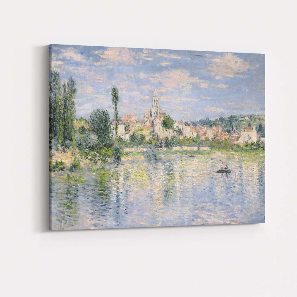 Impressionist Riverside Village Reflections Landscape Canvas Wall Art Print Decor Picture Ready to Hang