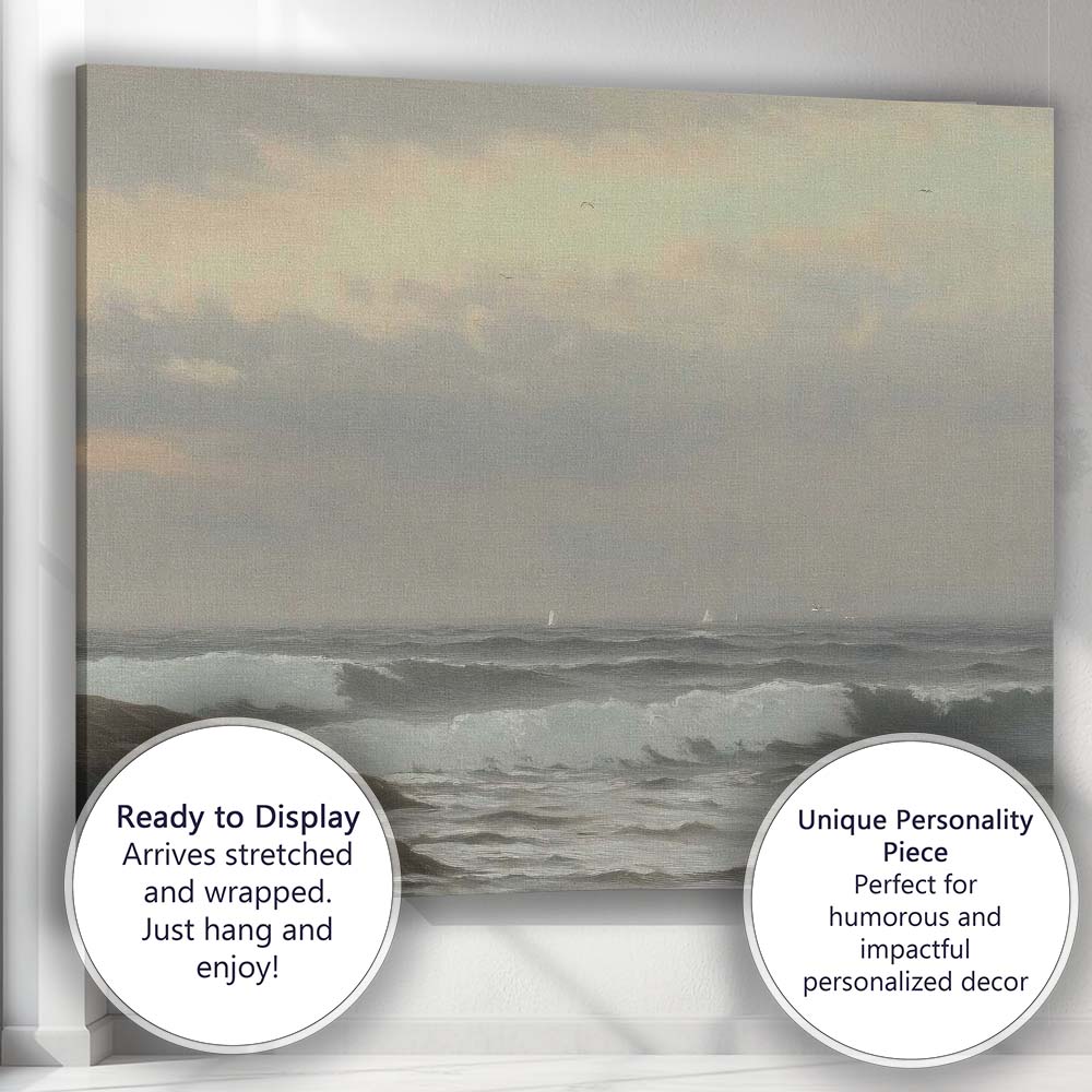 Stormy Ocean Waves Rocky Shore Seascape Impressionist Canvas Wall Art Print Decor Picture Ready to Hang