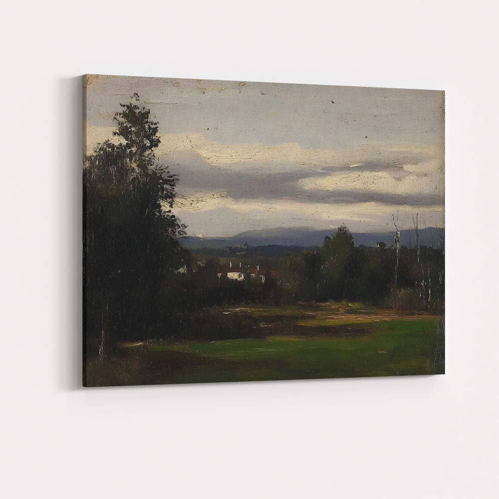 Moody Evening Countryside Landscape Impressionist Oil Painting Canvas Wall Art Print Decor Picture Ready to Hang