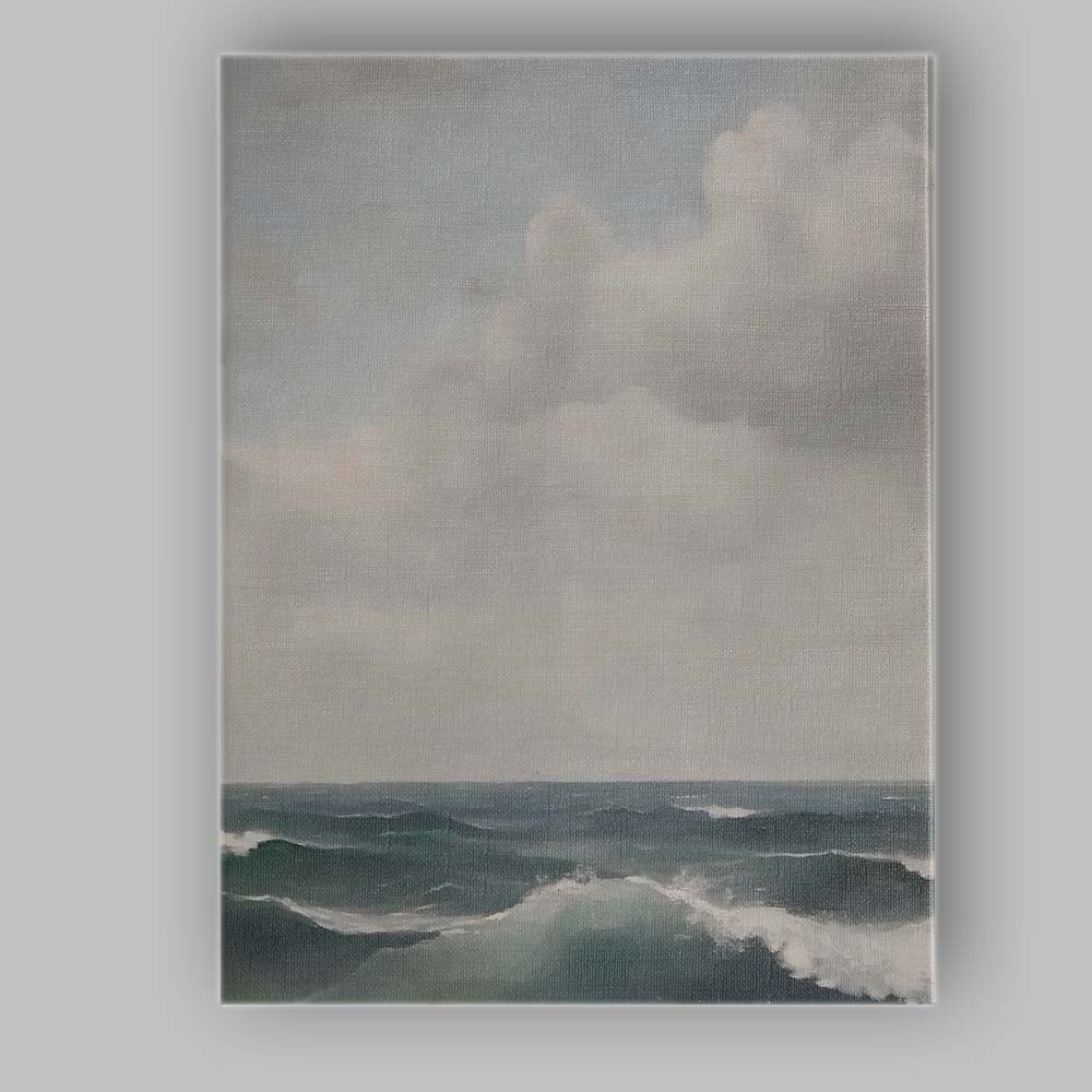 Minimalist Ocean Waves Contemporary Seascape Painting Canvas Wall Art Print Decor Picture Ready to Hang