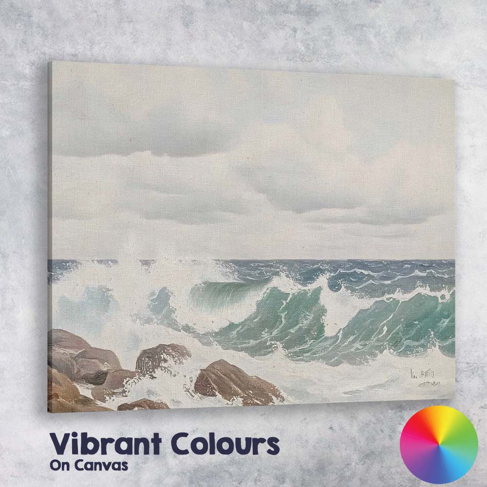 Crashing Coastal Waves Rocky Shore Seascape Canvas Wall Art Print Decor Picture Ready to Hang