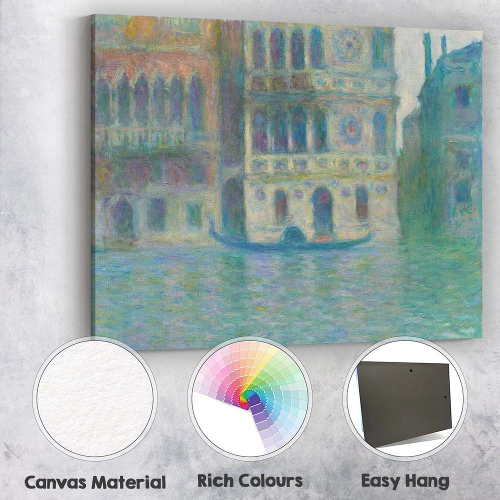 Monet Venetian Palace Canal Impressionist Architecture Canvas Wall Art Print Decor Picture Ready to Hang
