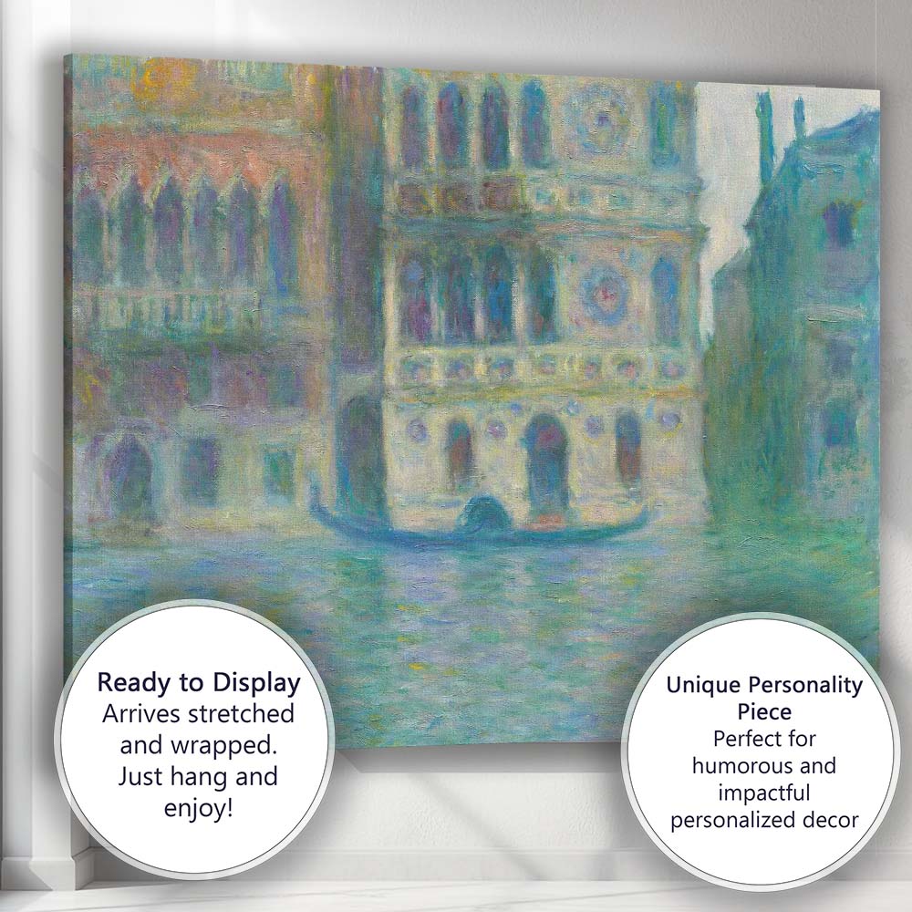 Monet Venetian Palace Canal Impressionist Architecture Canvas Wall Art Print Decor Picture Ready to Hang