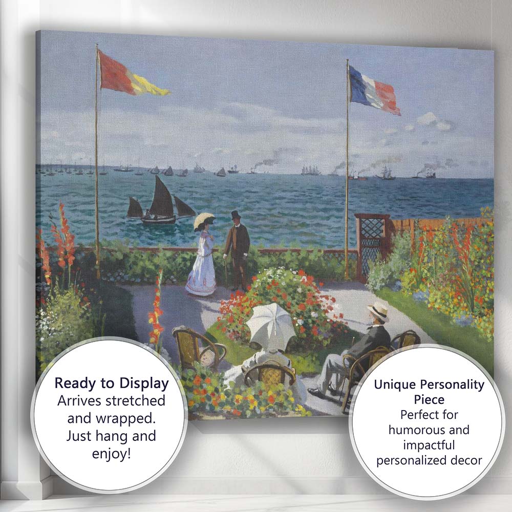 Monet Elegant Seaside Garden Coastal Promenade Canvas Wall Art Print Decor Picture Ready to Hang