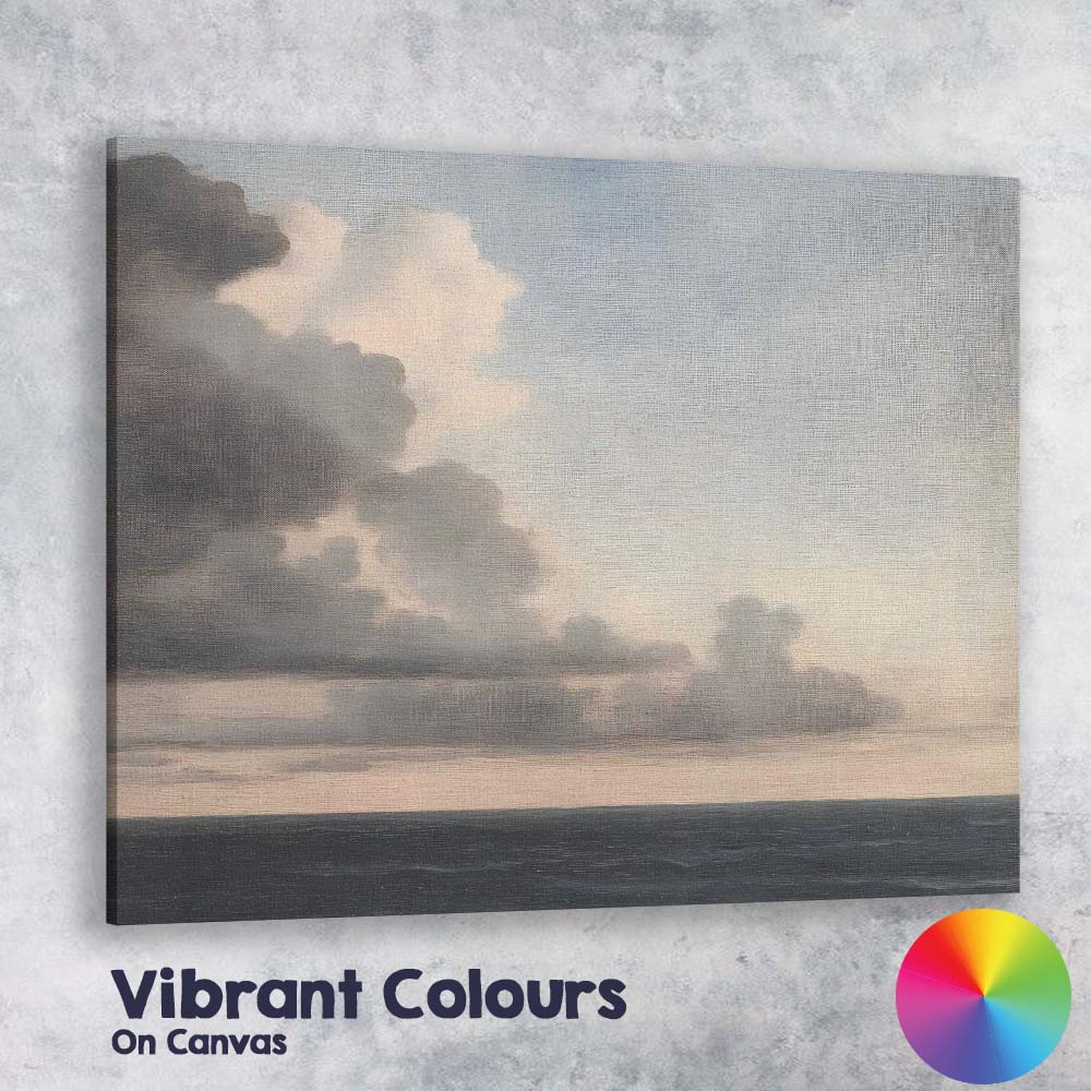 Dramatic Storm Clouds Over Calm Sea Minimalist Seascape Canvas Wall Art Print Decor Picture Ready to Hang