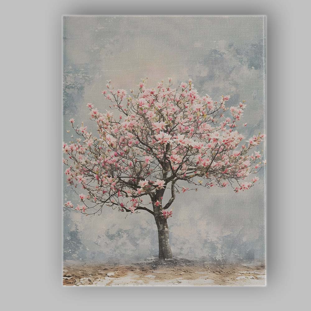 Blush Pink Magnolia Blossom Tree Impressionist Floral Canvas Wall Art Print Decor Picture Ready to Hang