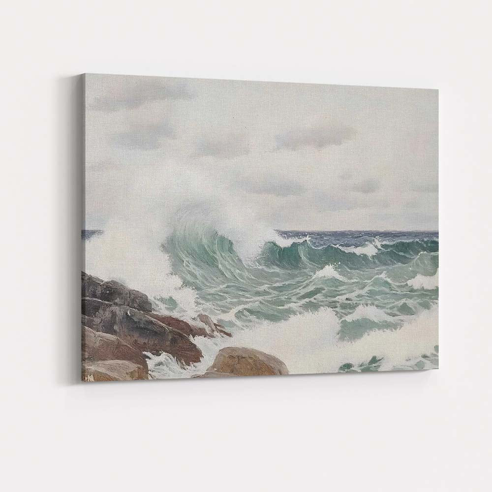Coastal Ocean Waves Rocky Shore Seascape Impressionist Canvas Wall Art Print Decor Picture Ready to Hang