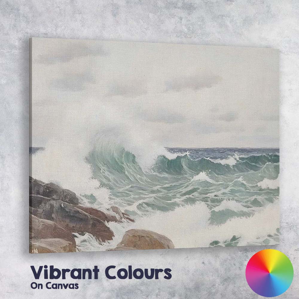 Coastal Ocean Waves Rocky Shore Seascape Impressionist Canvas Wall Art Print Decor Picture Ready to Hang