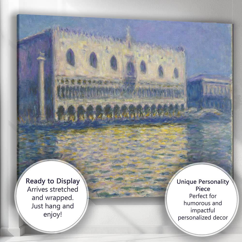 Venetian Palace Reflections Impressionist Canal Painting Canvas Wall Art Print Decor Picture Ready to Hang