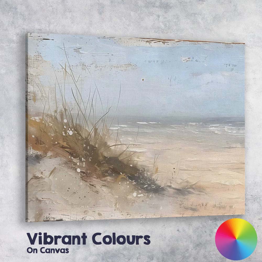 Abstract Coastal Shoreline Neutral Textured Seascape Canvas Wall Art Print Decor Picture Ready to Hang