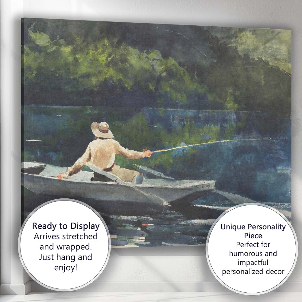 Peaceful Lake Fishing Boat Watercolour Landscape Canvas Wall Art Print Decor Picture Ready to Hang