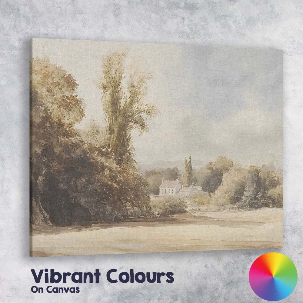Elegant Country Estate Watercolour Landscape Painting Canvas Wall Art Print Decor Picture Ready to Hang