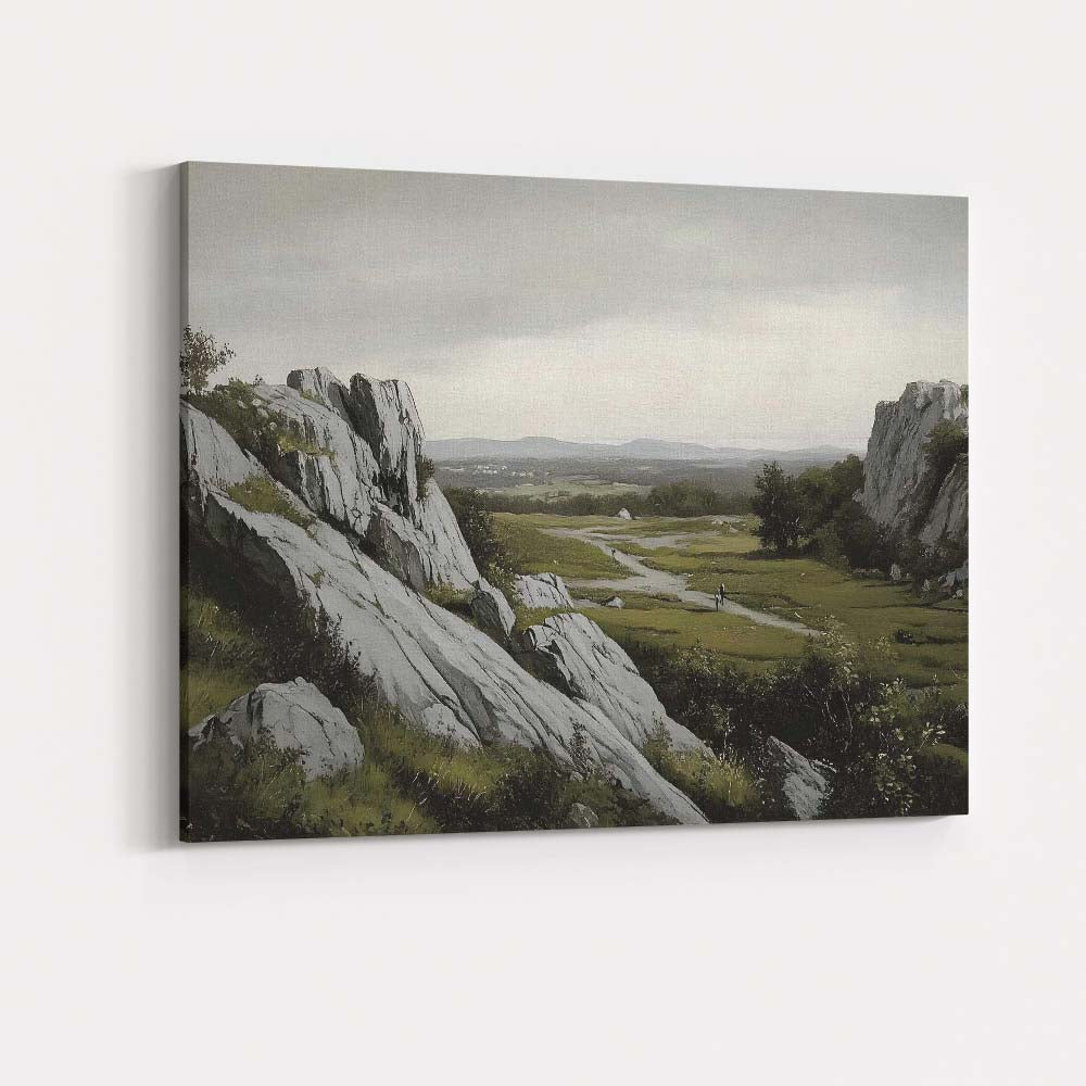 Rocky Valley Scenic Countryside Landscape Painting Canvas Wall Art Print Decor Picture Ready to Hang