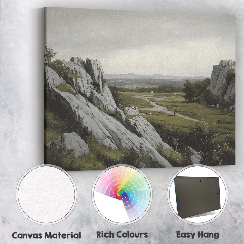 Rocky Valley Scenic Countryside Landscape Painting Canvas Wall Art Print Decor Picture Ready to Hang
