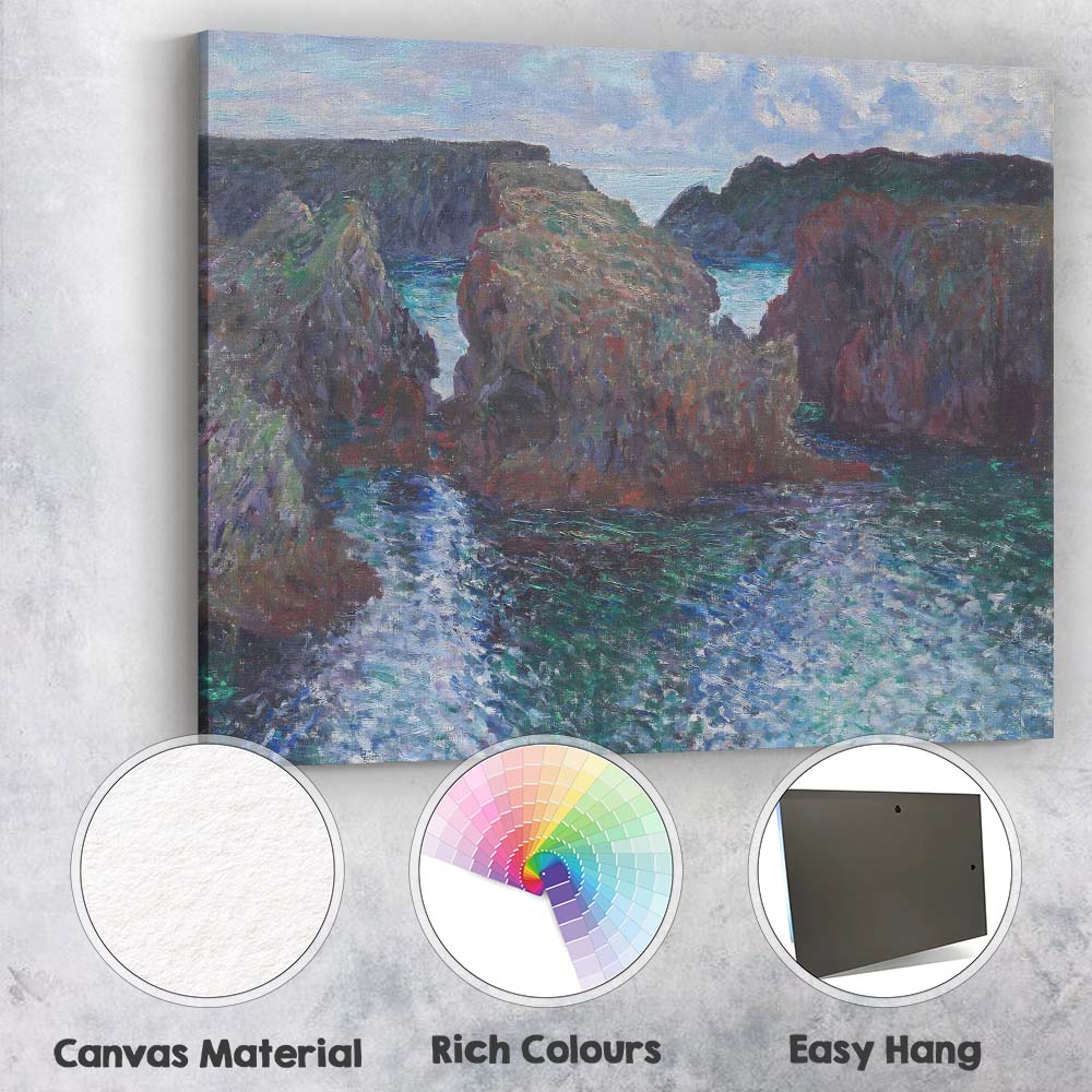 Impressionist Rocky Coastal Sea Cliffs Ocean Landscape Canvas Wall Art Print Decor Picture Ready to Hang