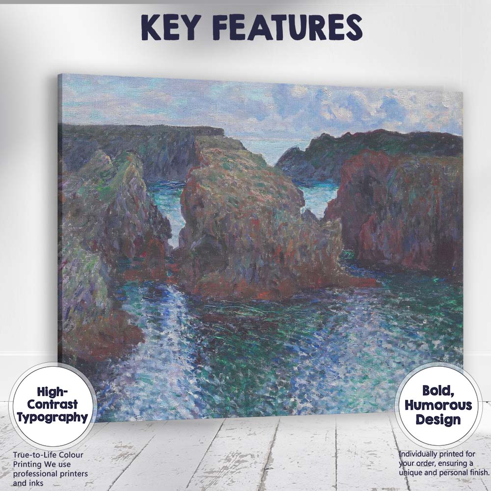 Impressionist Rocky Coastal Sea Cliffs Ocean Landscape Canvas Wall Art Print Decor Picture Ready to Hang