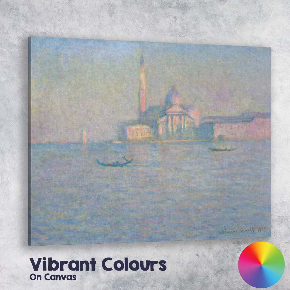 Soft Impressionist Venice Grand Canal Waterscape Gondola Scene Canvas Wall Art Print Decor Picture Ready to Hang
