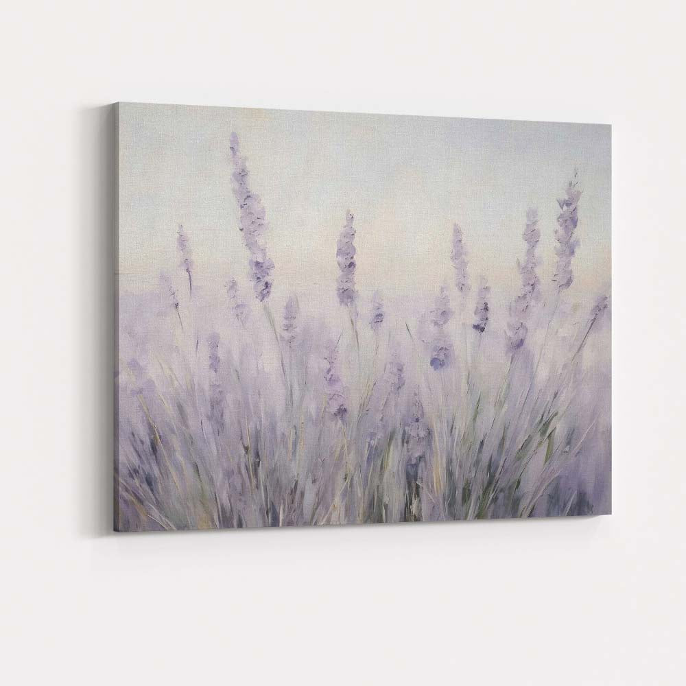 Minimalist Lavender Field Soft Botanical Floral Canvas Wall Art Print Decor Picture Ready to Hang