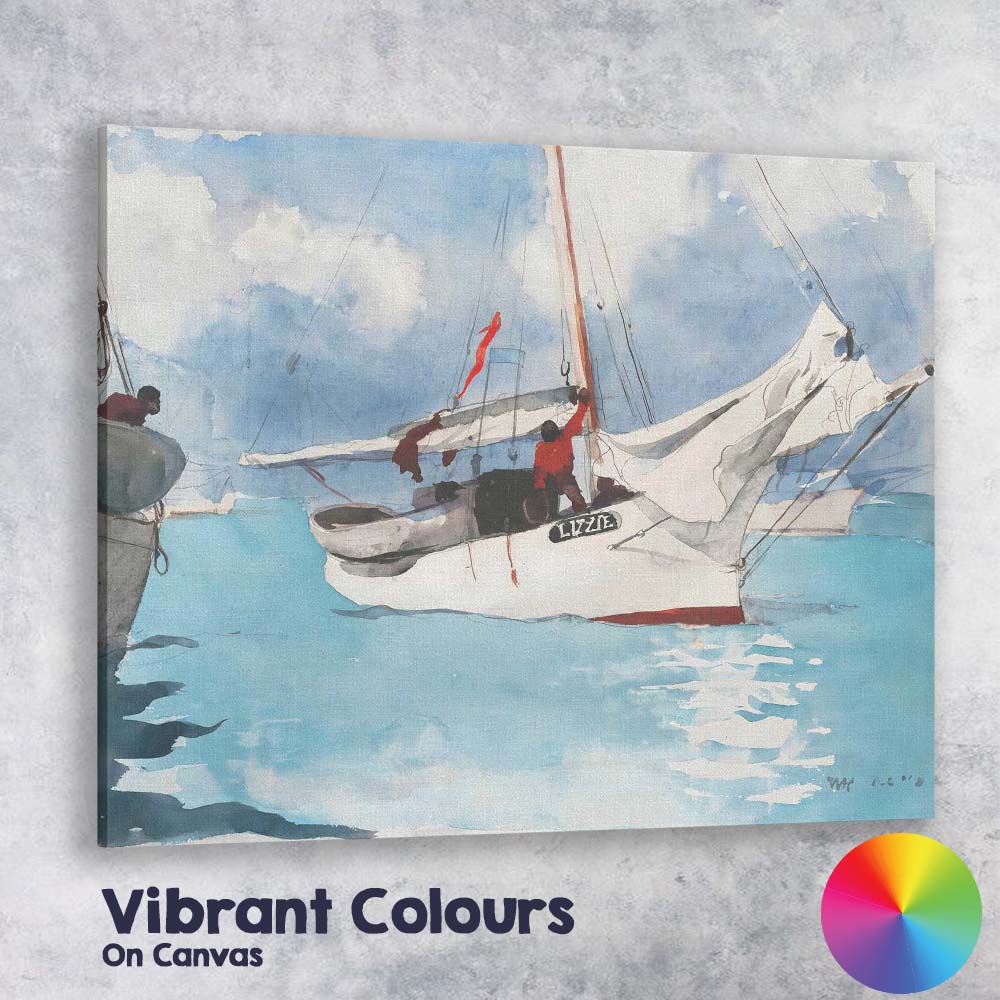 Watercolour Harbour Sailing Boat Coastal Marine Scene Canvas Wall Art Print Decor Picture Ready to Hang