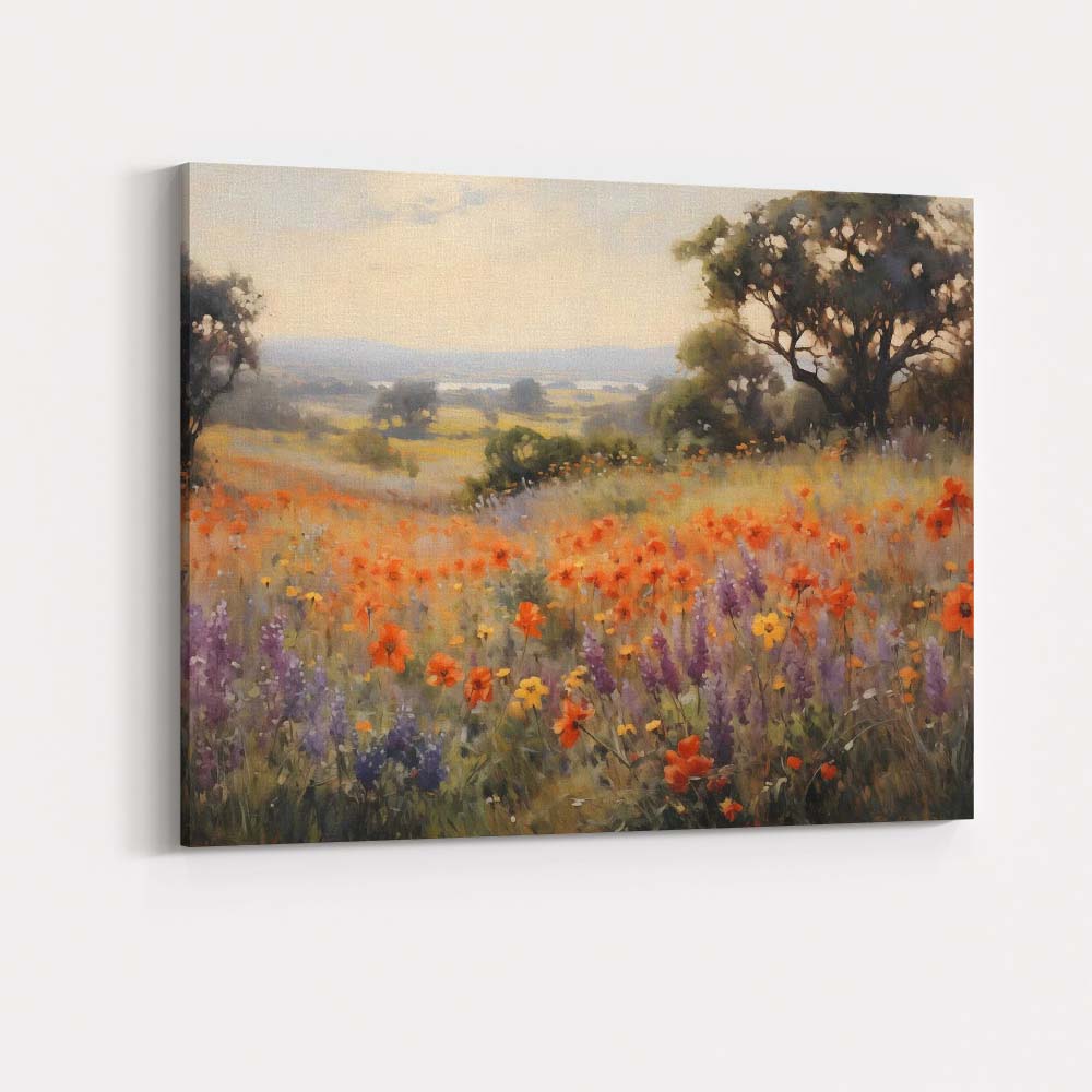 Impressionist Wildflower Meadow Poppies Summer Countryside Landscape Canvas Wall Art Print Decor Picture Ready to Hang