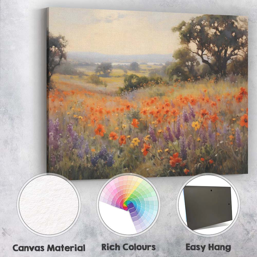 Impressionist Wildflower Meadow Poppies Summer Countryside Landscape Canvas Wall Art Print Decor Picture Ready to Hang