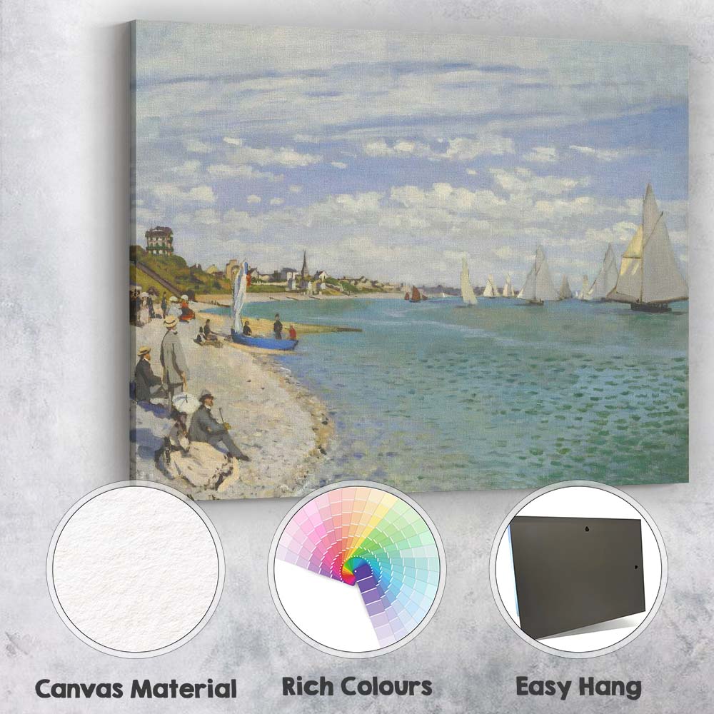 Impressionist Seaside Harbour Sailing Boats Coastal Landscape Canvas Wall Art Print Decor Picture Ready to Hang