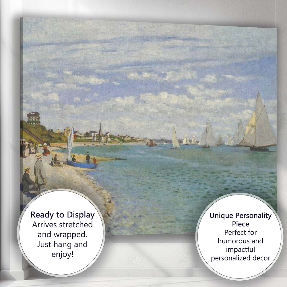 Impressionist Seaside Harbour Sailing Boats Coastal Landscape Canvas Wall Art Print Decor Picture Ready to Hang