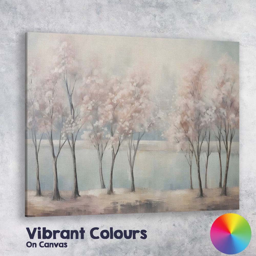 Dreamy Blossom Trees Serene Lake Landscape Canvas Wall Art Print Decor Picture Ready to Hang