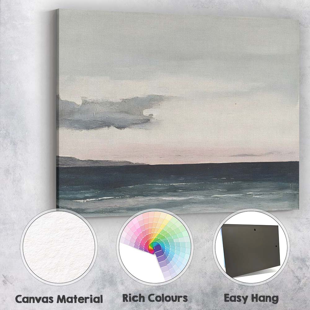 Moody Coastal Horizon Minimalist Seascape Landscape Canvas Wall Art Print Decor Picture Ready to Hang