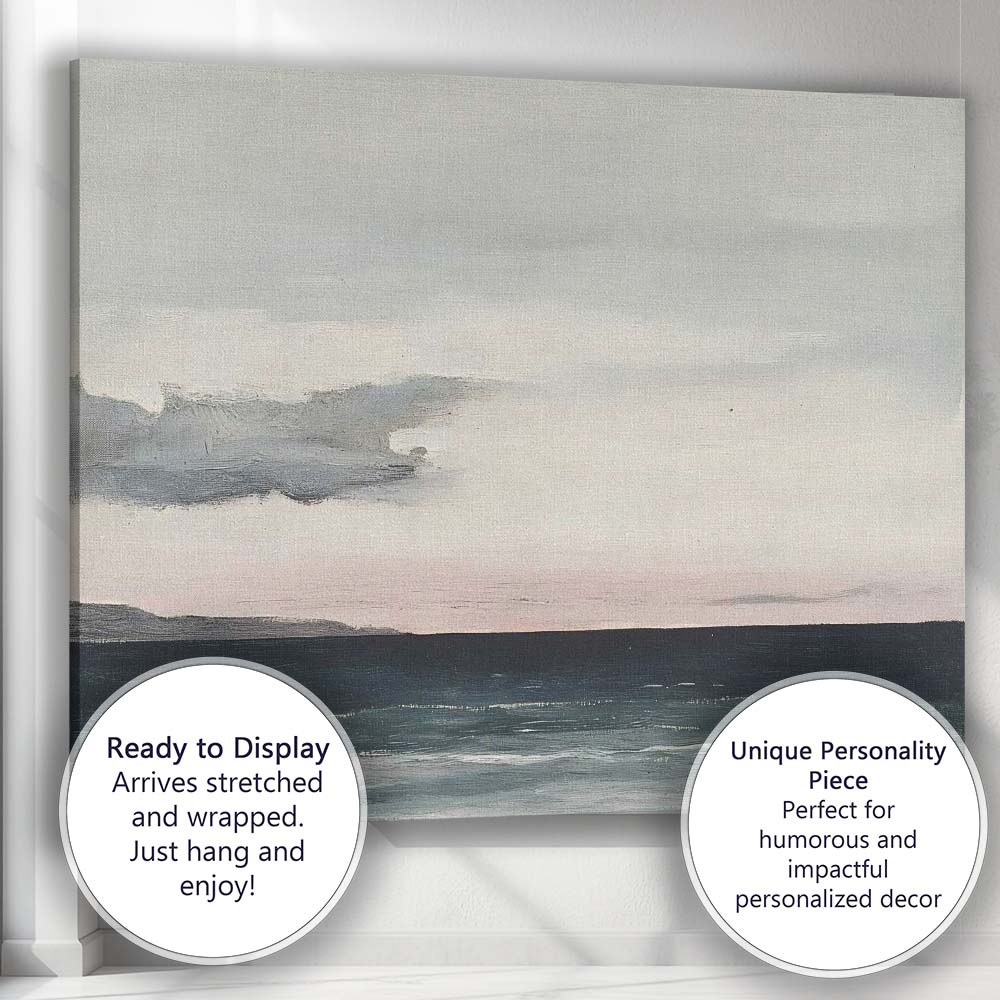 Moody Coastal Horizon Minimalist Seascape Landscape Canvas Wall Art Print Decor Picture Ready to Hang