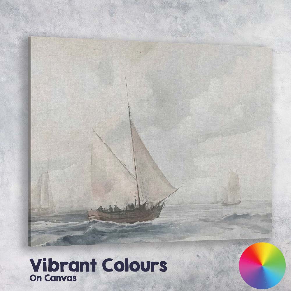 Classic Sailing Boats Grey Sea Maritime Painting Canvas Wall Art Print Decor Picture Ready to Hang