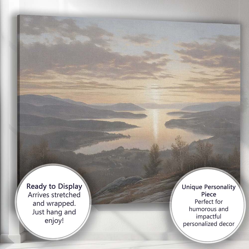 Misty Mountain Lake Sunrise Panorama Landscape Canvas Wall Art Print Decor Picture Ready to Hang
