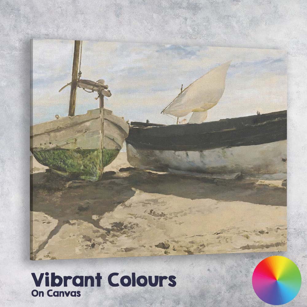 Rustic Fishing Boats Coastal Harbour Seaside Painting Canvas Wall Art Print Decor Picture Ready to Hang