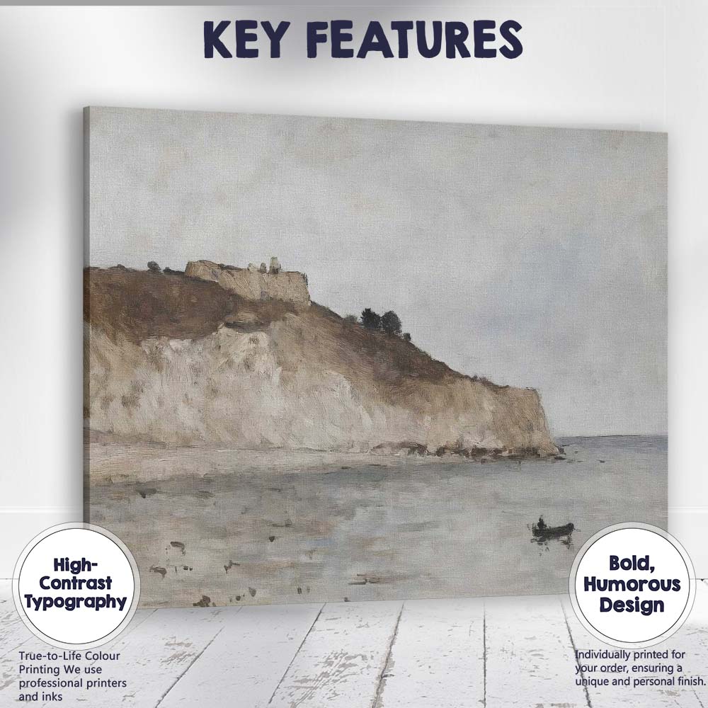 Coastal Clifftop Castle Calm Sea Landscape Canvas Wall Art Print Decor Picture Ready to Hang