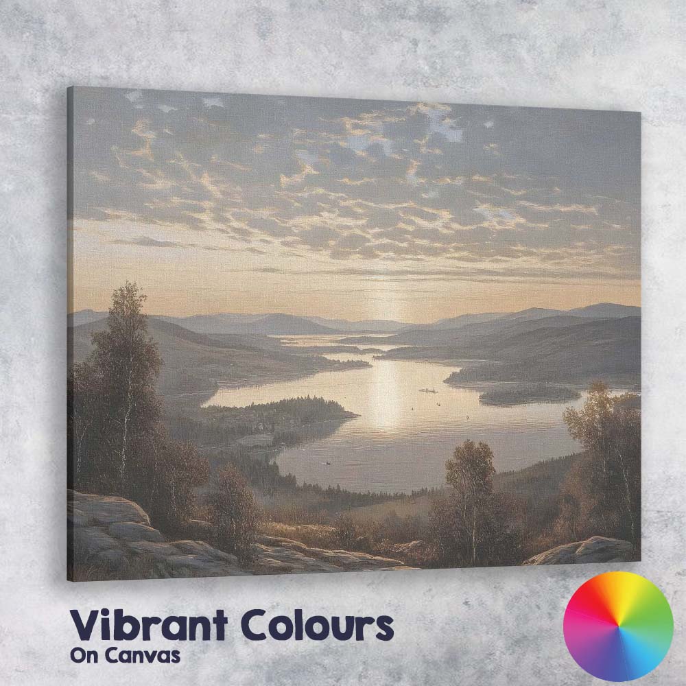 Panoramic Mountain Lake Sunrise Scenic Landscape Canvas Wall Art Print Decor Picture Ready to Hang