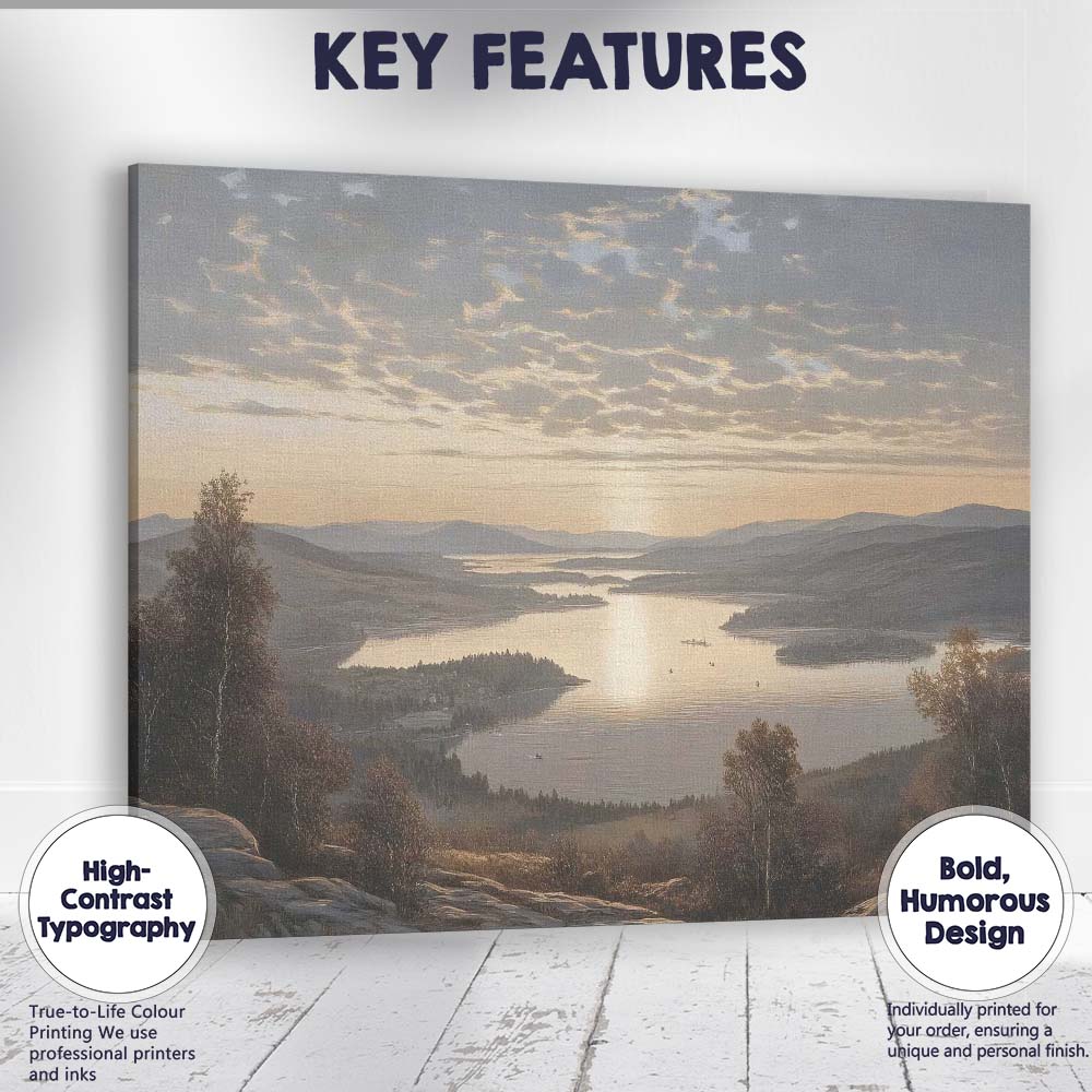 Panoramic Mountain Lake Sunrise Scenic Landscape Canvas Wall Art Print Decor Picture Ready to Hang