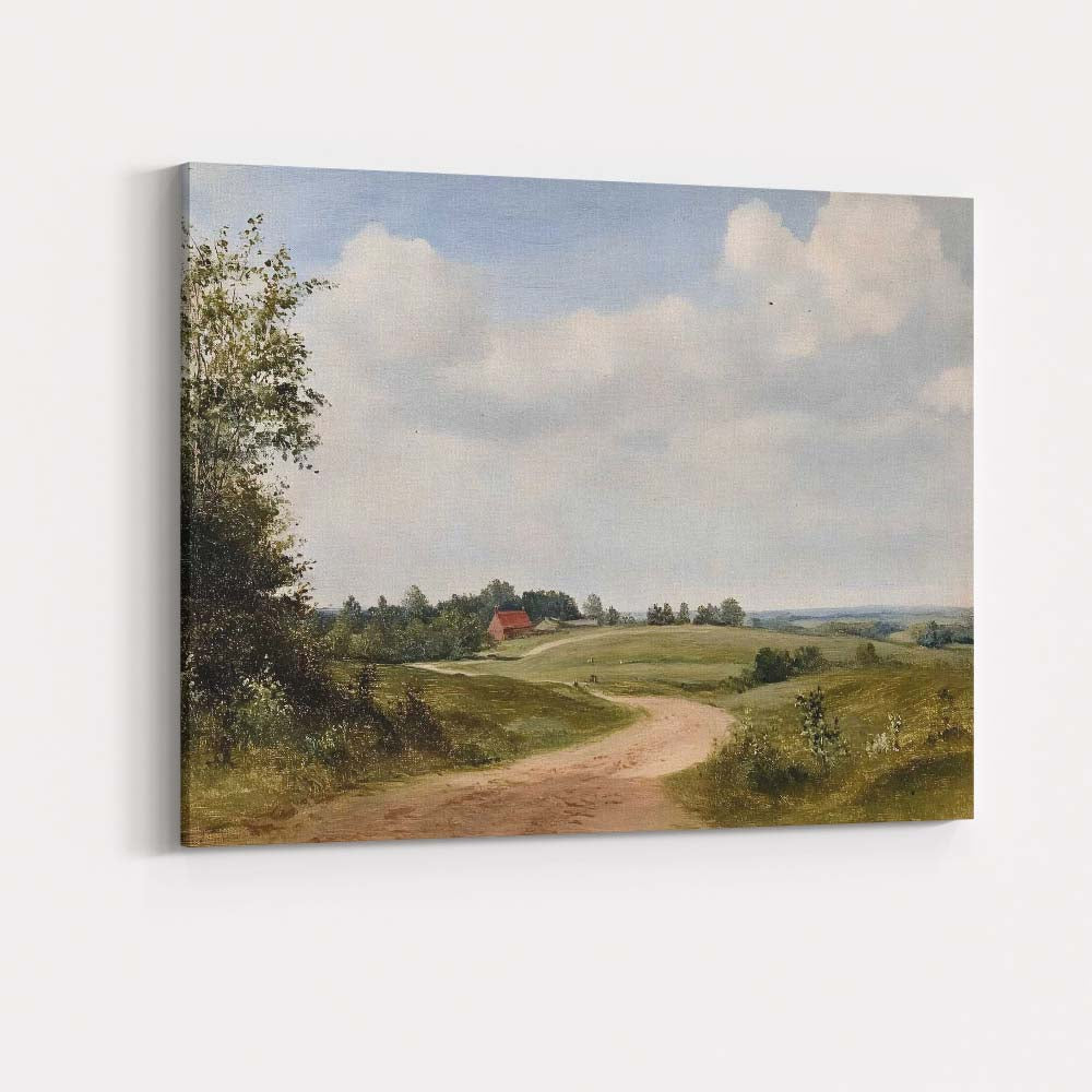 Sunny Country Lane Rolling Hills Rural Landscape Canvas Wall Art Print Decor Picture Ready to Hang