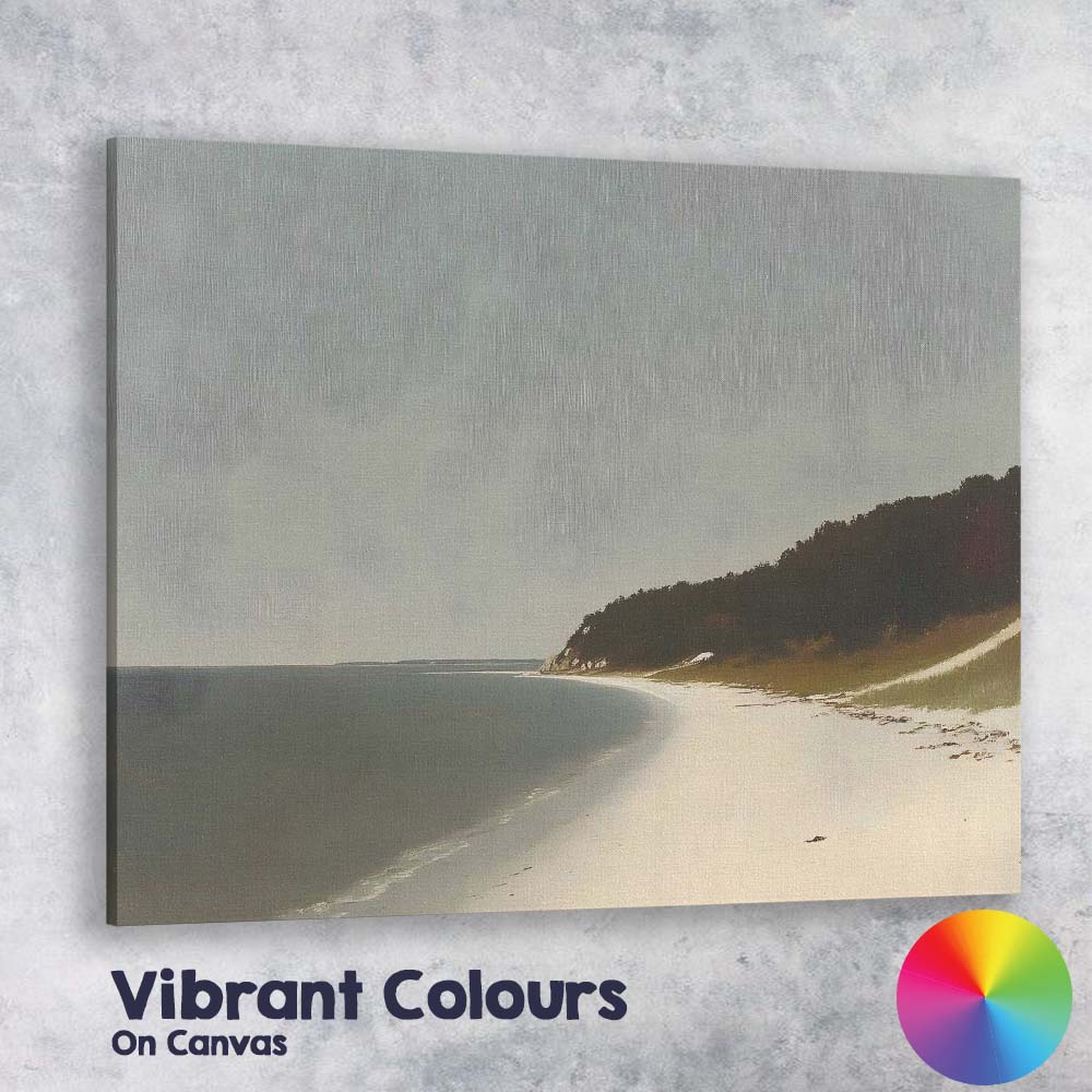 Peaceful Curved Sandy Beach Coastal Shoreline Landscape Canvas Wall Art Print Decor Picture Ready to Hang