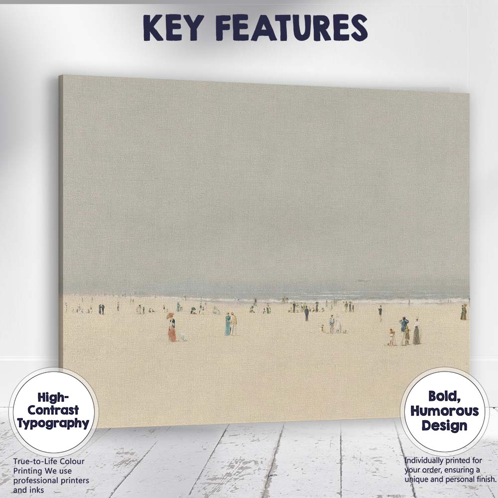 Minimalist Beach Figures Coastal Seascape Impressionist Canvas Wall Art Print Decor Picture Ready to Hang