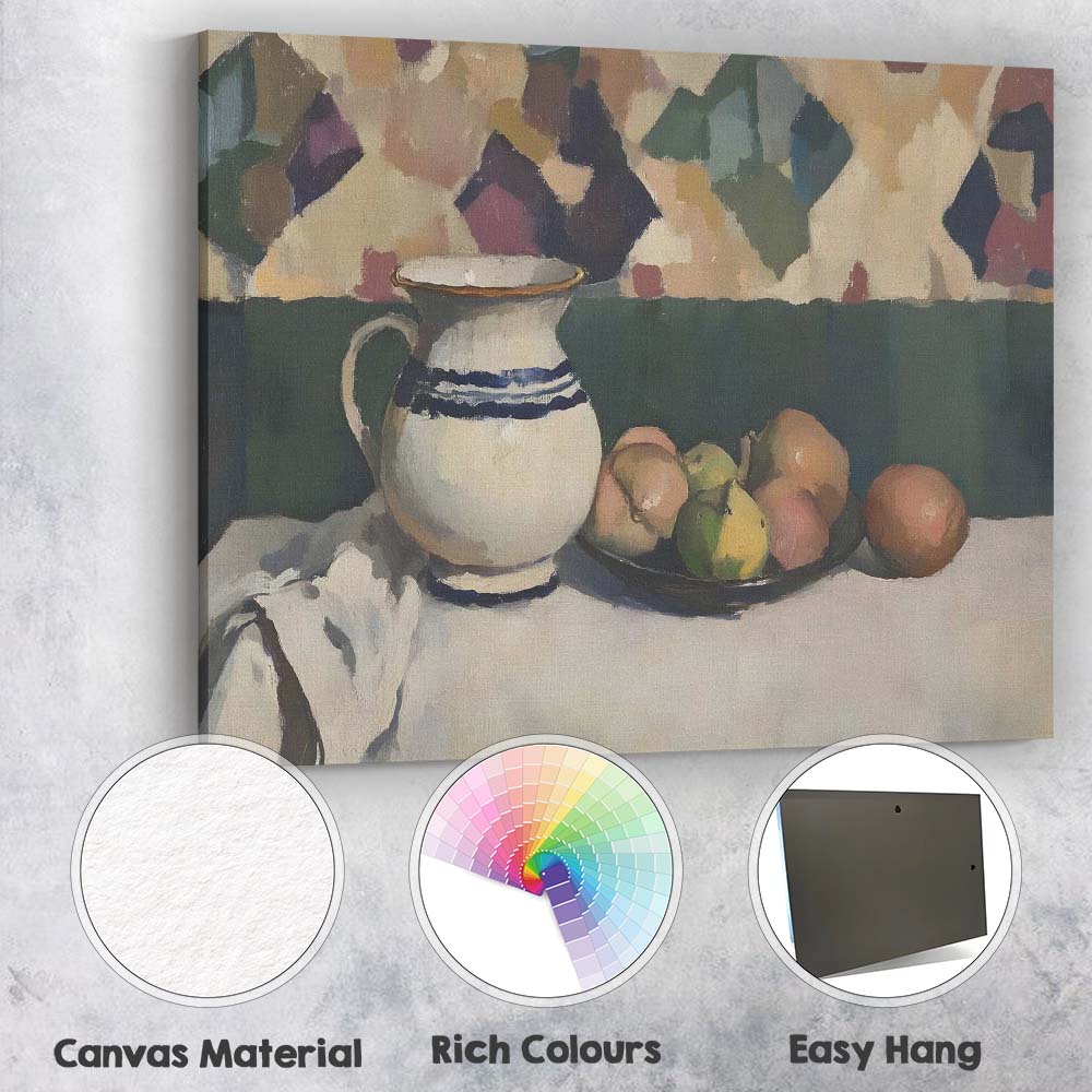 Modern Rustic Ceramic Jug Fruit Still Life Canvas Wall Art Print Decor Picture Ready to Hang