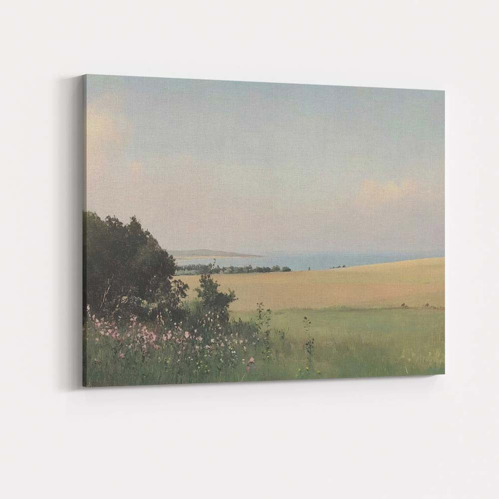 Soft Pastel Meadow Lake Countryside Landscape Painting Canvas Wall Art Print Decor Picture Ready to Hang