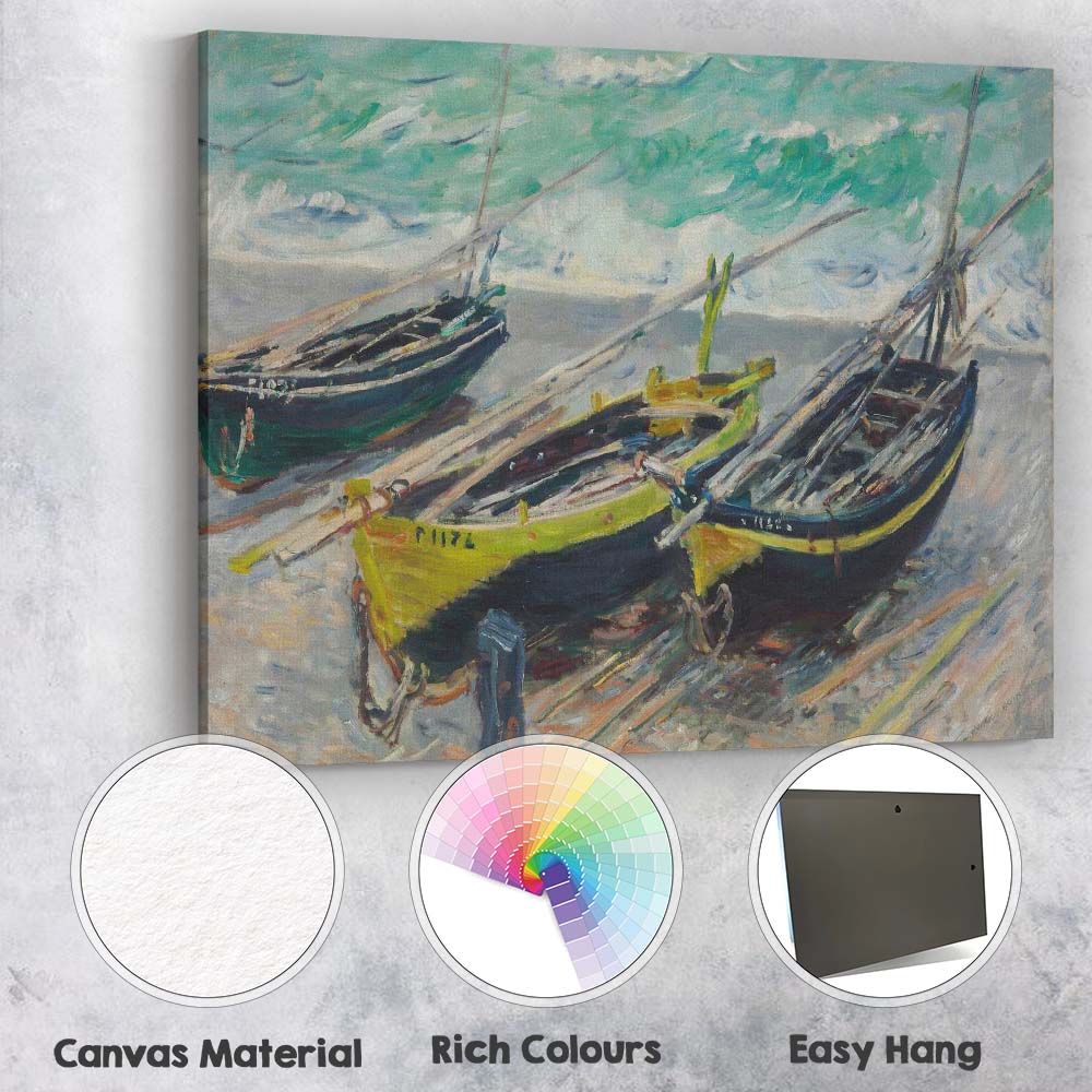 Colourful Fishing Boats Coastal Harbour Impressionist Painting Canvas Wall Art Print Decor Picture Ready to Hang