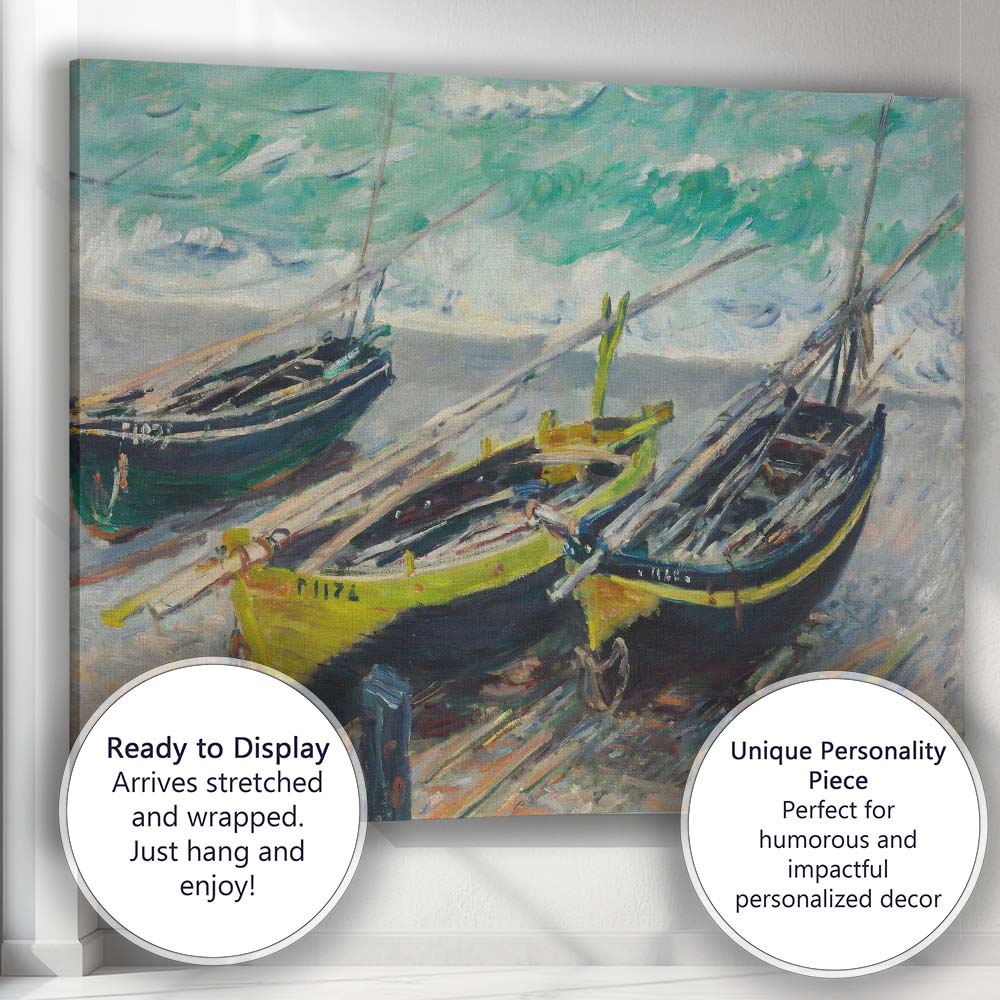 Colourful Fishing Boats Coastal Harbour Impressionist Painting Canvas Wall Art Print Decor Picture Ready to Hang