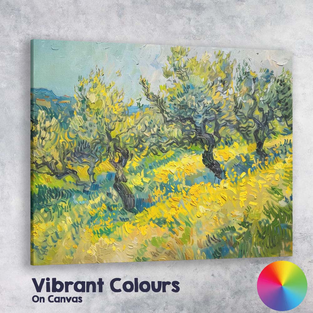 Vibrant Olive Grove Mediterranean Countryside Impressionist Landscape Canvas Wall Art Print Decor Picture Ready to Hang