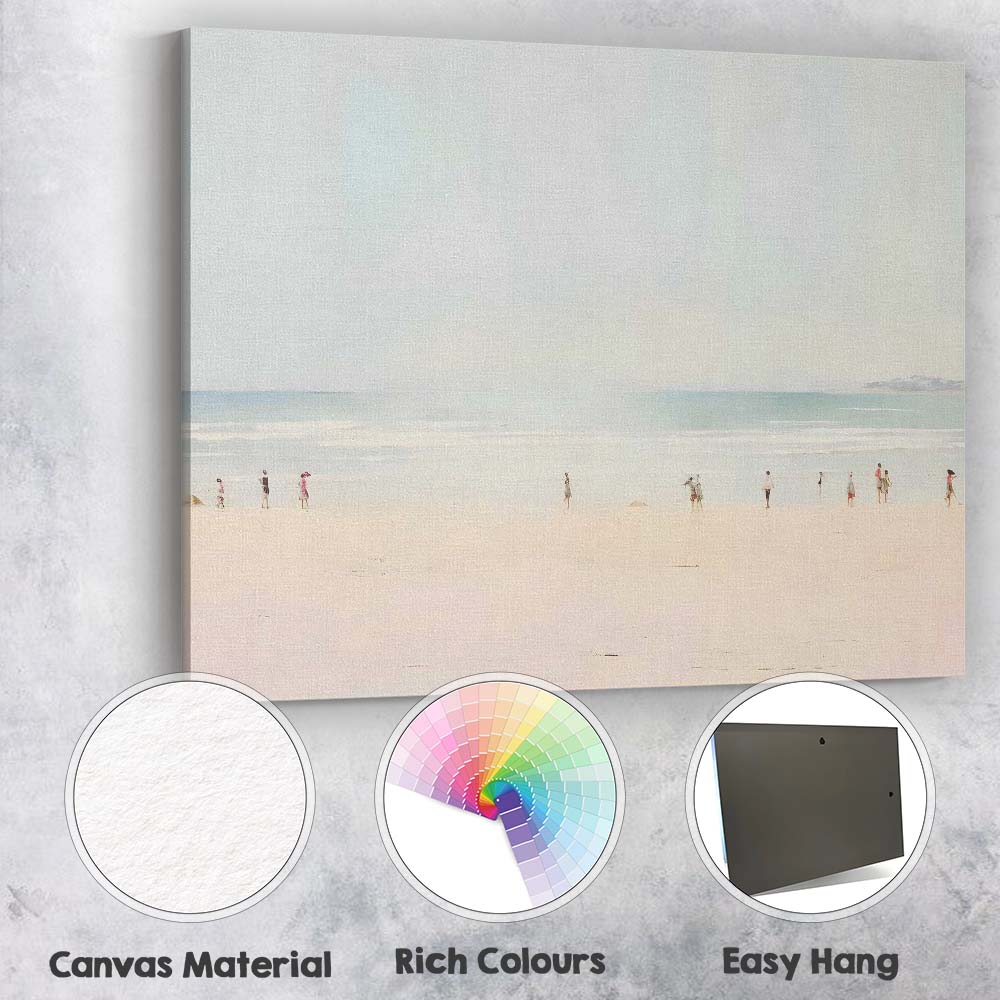Minimalist Beach Walkers Tranquil Coastal Horizon Contemporary Landscape Canvas Wall Art Print Decor Picture Ready to Hang